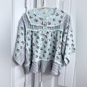 POL Floral Patchwork Women Top
